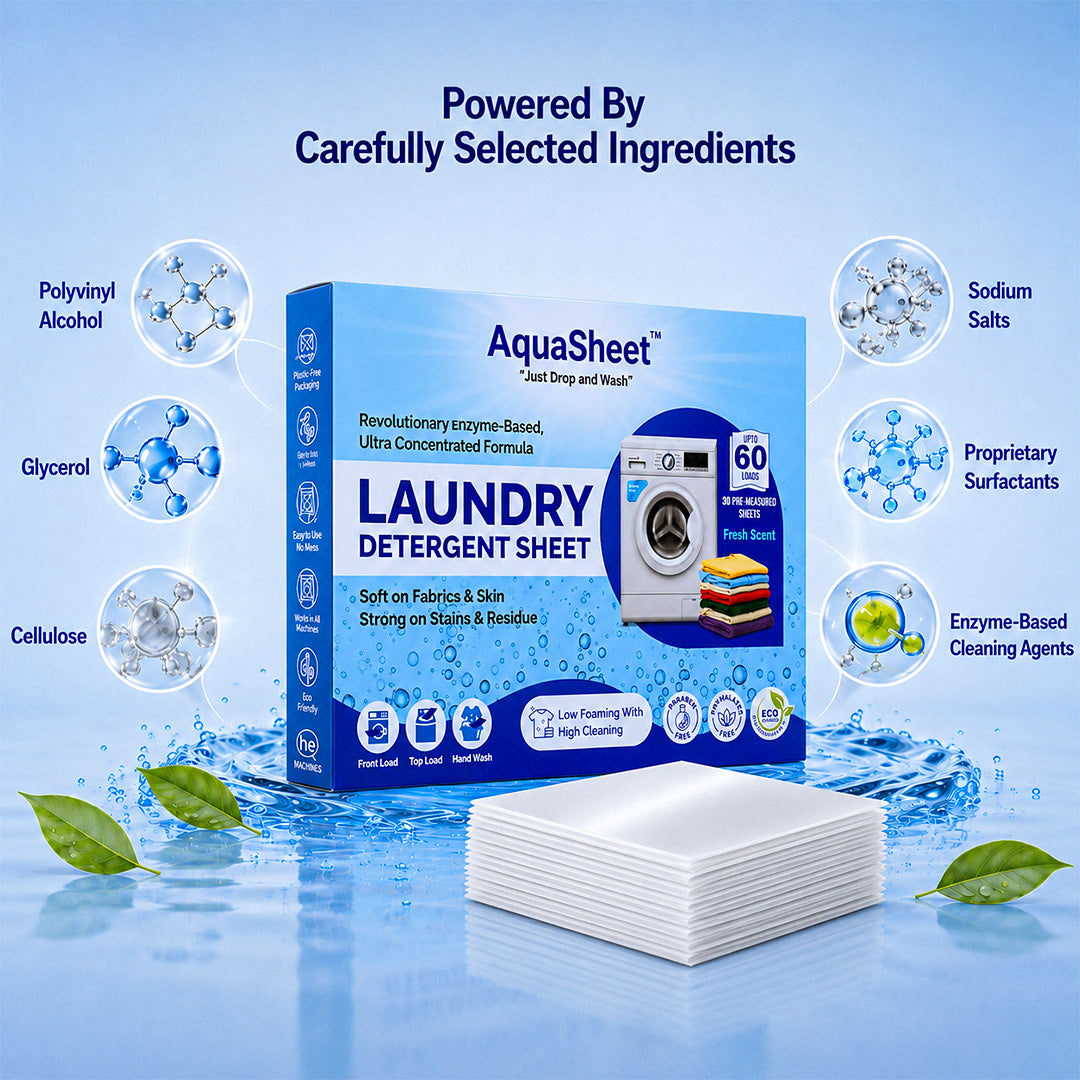 AquaSheet Eco-Friendly Laundry Detergent Sheets | Travel-Friendly, Ultra-Concentrated & Ideal for Everyday Use