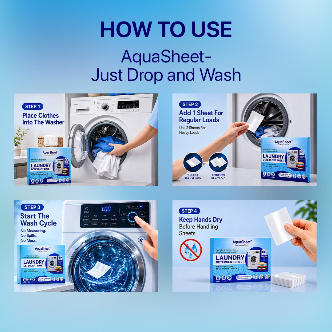AquaSheet Eco-Friendly Laundry Detergent Sheets | Travel-Friendly, Ultra-Concentrated & Ideal for Everyday Use